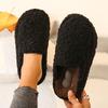 Neue dicke Ferse Luxus Lammwolle Mules Damenmode Dicke Sohle Kunstpelz Geometrisch Leopardenmuster Indoor/Outdoor Pelzhausschuhe
