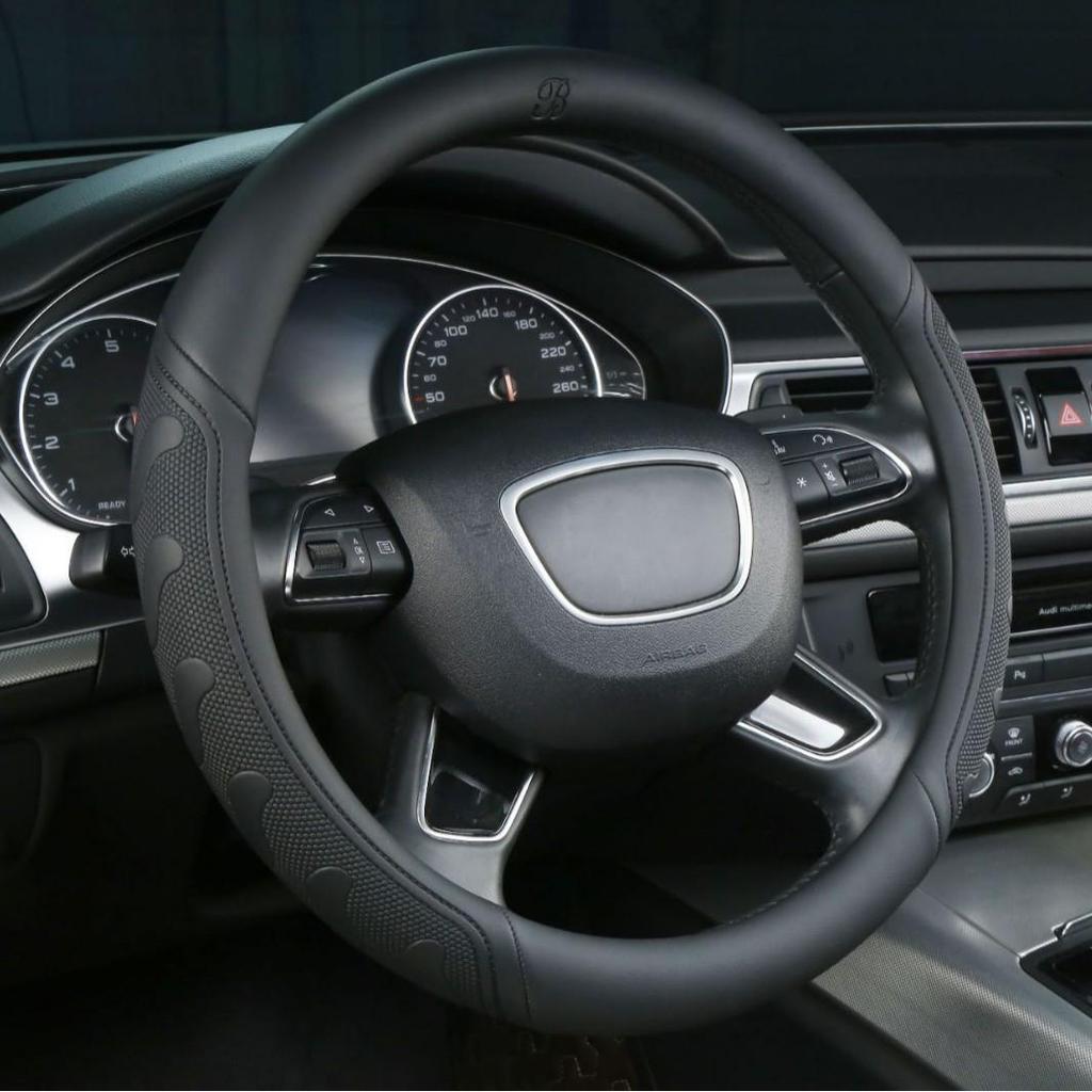 3D Embossed Steering Wheel Cover - Business Style, Comfortable, Breathable, Year-Round Massage for Cars