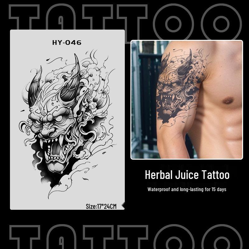 Japanese Traditional Tattoo Waterproof Sticker: Men's Long-lasting Floral Arm Pattern.
