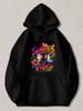 Black Pullover Hoodie Summer Vibes Graphic Sweatshirt with Tropical Palm Trees Sunset Sunglasses Hibiscus Flowers Design Casual St