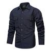 Mens Lightweight Quick-Dry Work Shirt With Multiple Pockets Loose Fit Cotton Long Sleeve Outdoor Casual