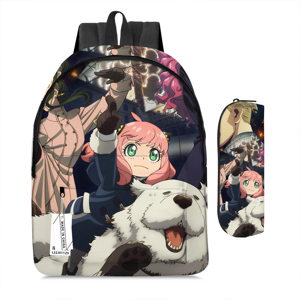 Spy Play House Cartoon Backpack Elementary And Secondary School Children'S School Bag Digital Full Printing Backpack Pencil Case
