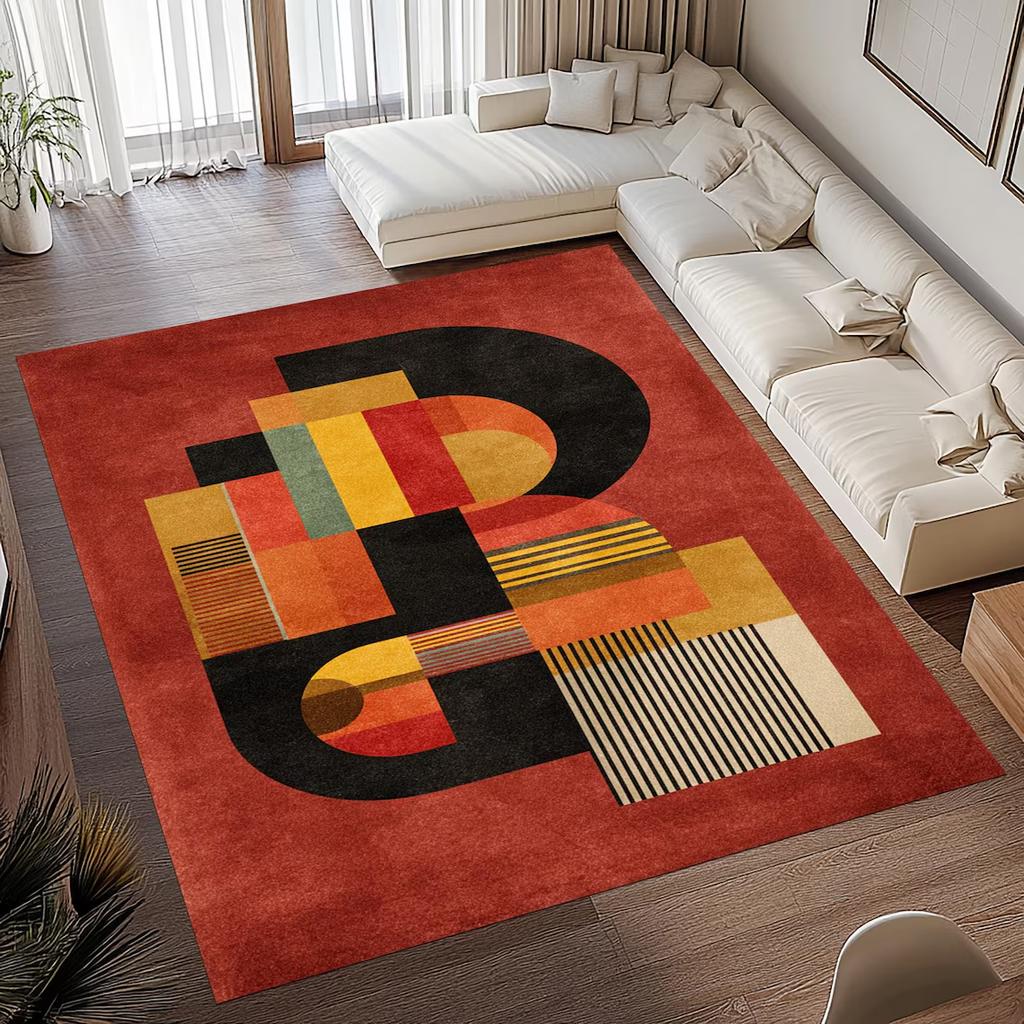 Mid Century Carpet Modern Geometric Rugs Anti Slip Machine Washable Carpet Bedroom Living Room Bathroom Dormitories Floor Mat