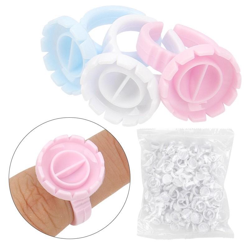Lash Glue Ring Holder, Blossom Glue Tray for Eyelash Extensions, 100PCS