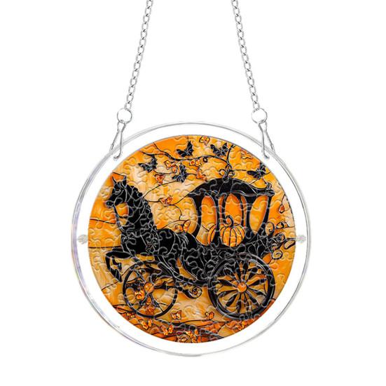 Xiaobudian Halloween Acrylic Puzzle Suncatcher Window Hanging,7.87 Inch Sun Catcher Decoration Ornament, Ideal for Gifting and Home Decor