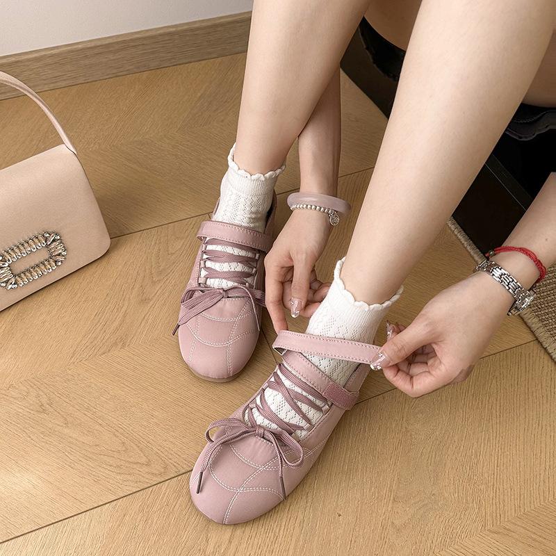 2025 spring new flat-bottomed shallow-mouth single shoes, straps, soft-soled ballet casual shoes, Mary Jane shoes, versatile women's shoes