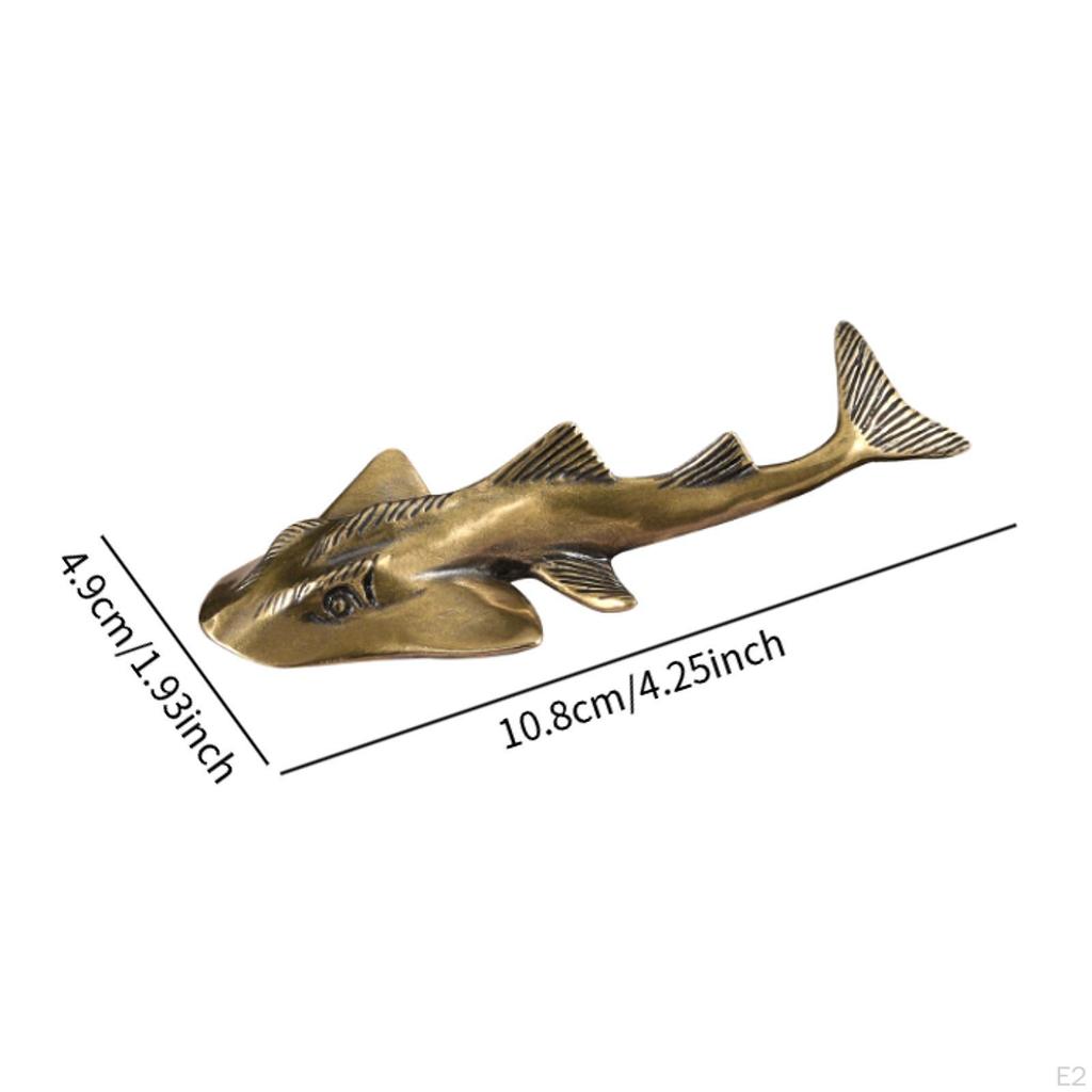 Shark Ray Miniatures Brass Table Pet Decor Multifunctional Sea Animal Sculpture Statue Mini Figurine