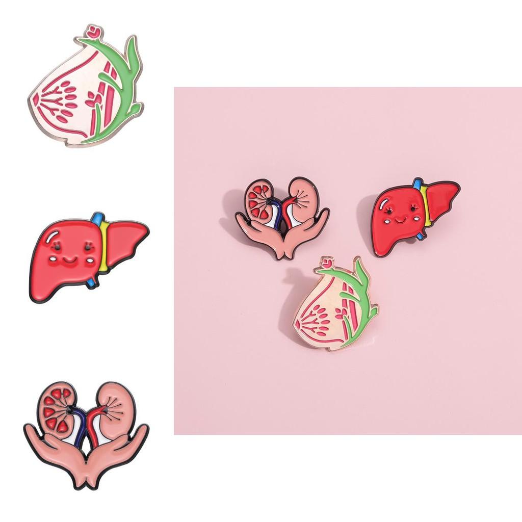 Unique Creative Alloy Organ Shaped Brooch Personalized Liver Heart Lung Design For Fashion Accessories
