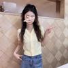 A Short Women's Summer Knitted Top with A Court Style and French Gentle Charm