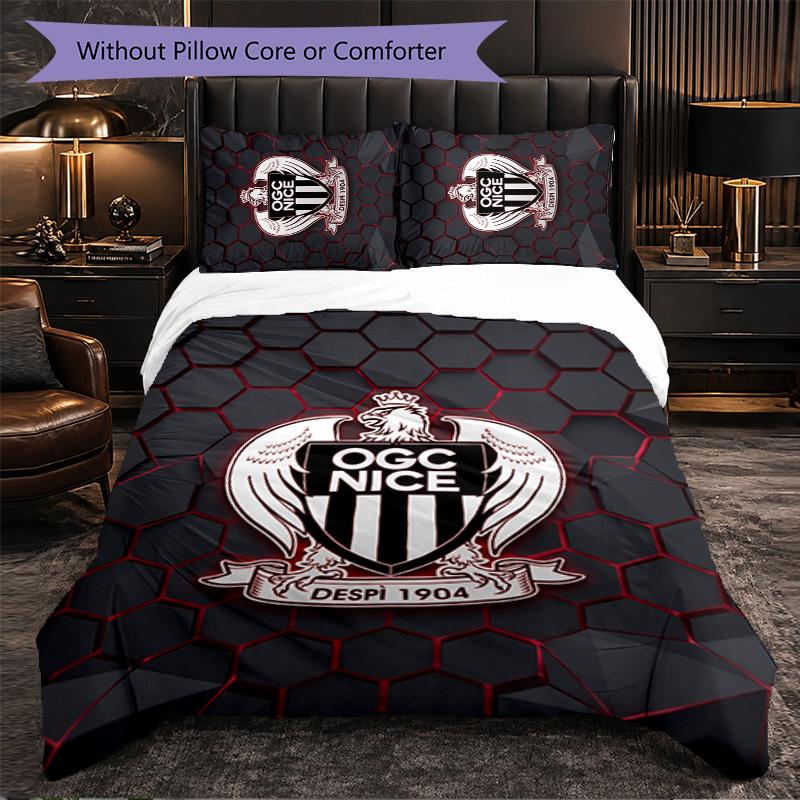 OGC Nice FC Themed Bedding 3Pcs Duvet Cover Set Decorative Bed Linen For Teen Room Home Decoration