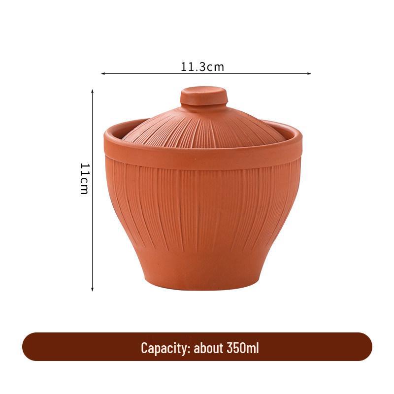 Purple Clay Double-Boiler Stew Pot with Lid - Chinese Retro Health Pot for Stews, Soups, and Steamed Eggs.