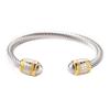Bracciale in acciaio al titanio con motivo quadrato, non perde colore, corda attorcigliata, bracciale aperto con perline di agata nera