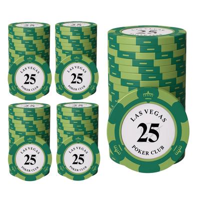 East Leaf Poker Chips, Clay Casino Chips, 25-Sided Value, Single Chip Set of 100 with Metal Inserts, Premium Quality, Authentic Design for Card Games