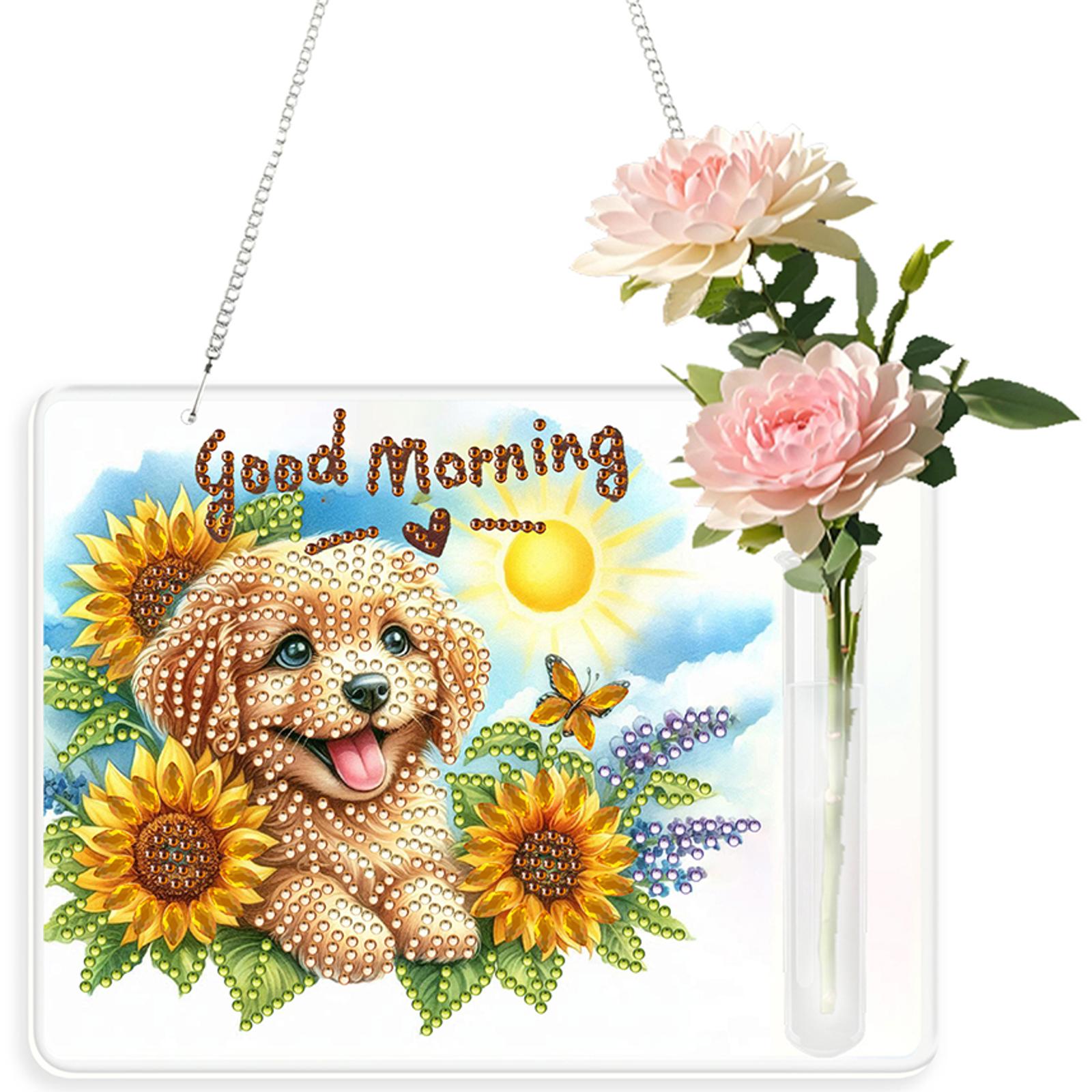 

2D Flat Acrylic Wall Decoration Vase Diamond Painting Kit Diamond Painting Hanging Ornament Window Hanging Art for Home Decor