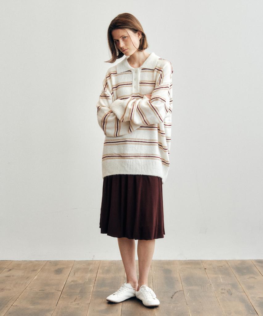 CITTA Wool Mohair Stripe Long Sleeve Knit_Ctk235(4Color)