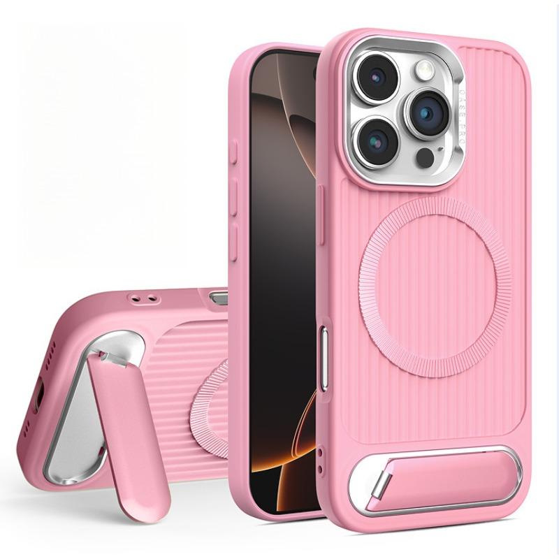 Applicable To 15 Apple IPhone 16/15/11 High-end One-line Bracket Corrugated Striped Magnetic Phone Case