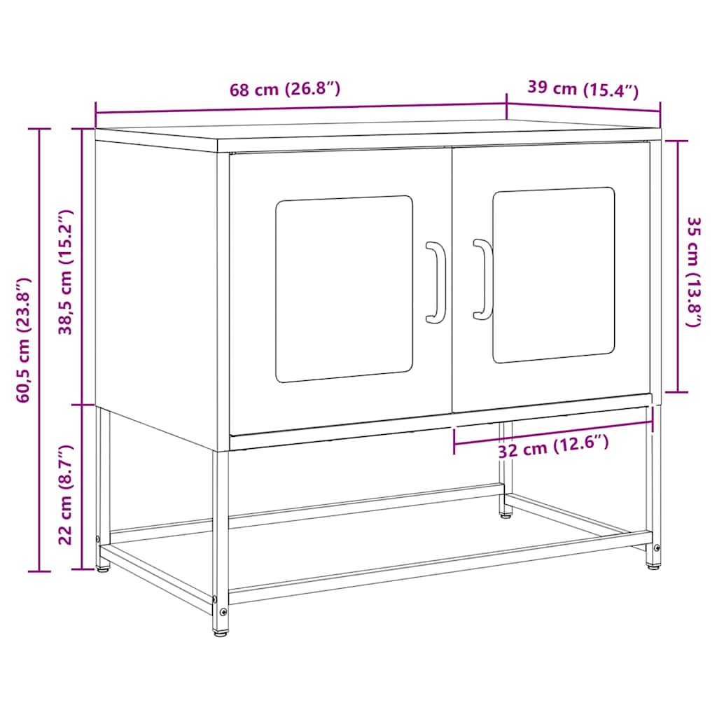 TV Stand Mustard Yellow 68 X 39 X 60.5 Cm Cold Rolled Steel