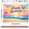 2D Pastel Beach Birthday Photography Backdrop Kids' Party Decoration Clo