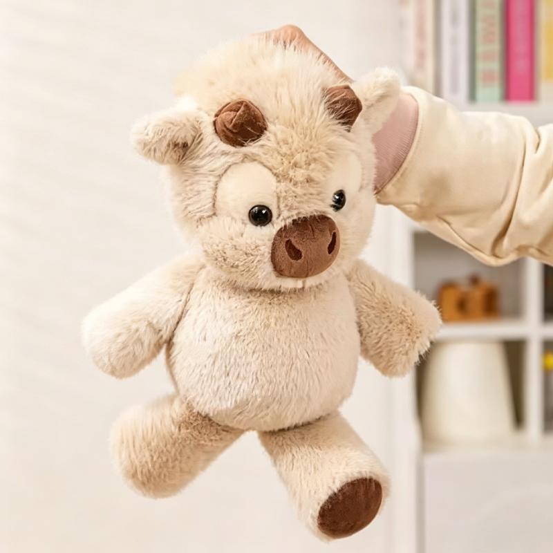 Favorite Toy Unisex Kawai Highland Cattle Plushie Stuffed Animal Sleep Companionship Simulation Doll Soft Cute Huggable Running Cow Gifts For Child