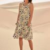 Print Dresses For Women Loose Beach Vacation Casual Sleeveless Sundresses With Pockets Tank Dress