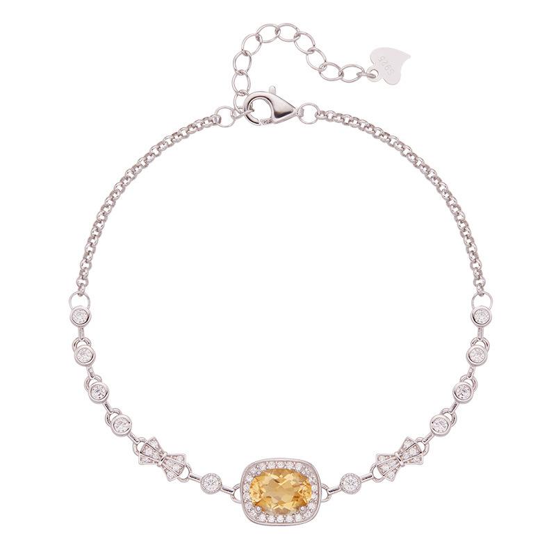 Natural Garnet Topaz Citrine Amethyst Bracelet Women'S S925 Silver Treasure Jewelry