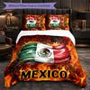 Mexico Footbal Pattern 3 Pieces Bedding Set Soft Microfiber Duvet Cover with Pillow Cases for Bedroom