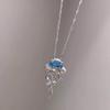 [Jellyfish Weaving Dreams] Explosive Blue Diamond Jellyfish Pendant Necklace Dream Cool Sense Light Luxury Delicate Niche Clavicle Chain