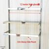 Black & White Clothing Store Stainless Steel Wall-Mounted Display Rack with Side Hooks and Shelving Brackets