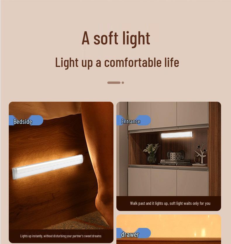 LED Smart Sensor Night Light Strip for Dorms and Cabinet Storage