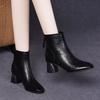 Fashion Leather Booties Square Toe Heeled Fashion 2025 Ankle Boots for Women Large Size Warm Goth Pu Chic and Elegant Woman Short Shoes