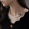 New Style Trendy Black Resin Flower Natural Freshwater Pearl 14K Gold Filled Female Choker Chain Necklace Christmas Gifts