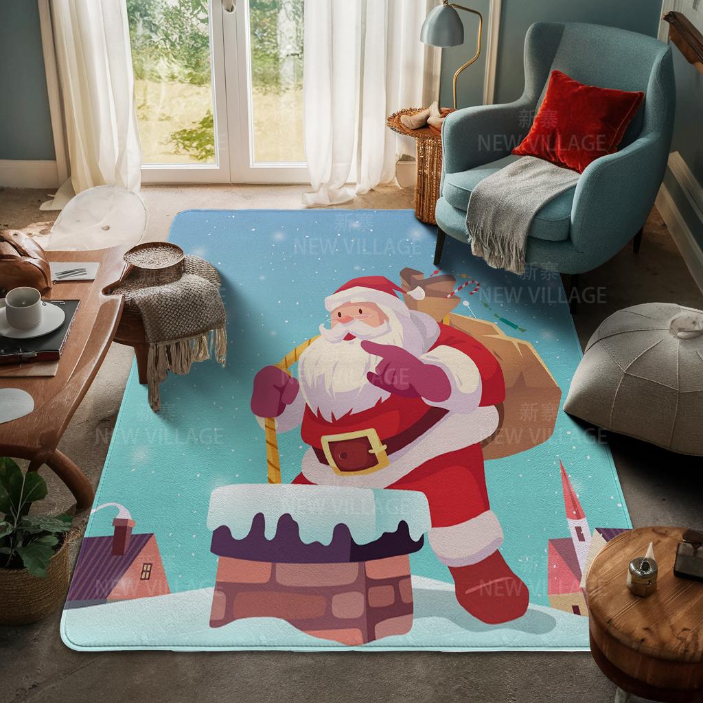 House Entrance Carpet Home Door Mat Living Room Bath Foot Bathroom Non-slip Water Absorption Rugs Bath Merry Christmas Winter
