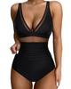 European & American Sexy Mesh Deep V One-Piece Swimsuit for Women