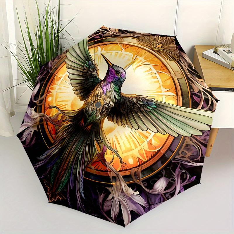 

Hummingbird, Art Nouveau themed Eight rib Automatic Folding umbrella Is Suitable for Both Men and Women, Making It A Perfect Christmas and V