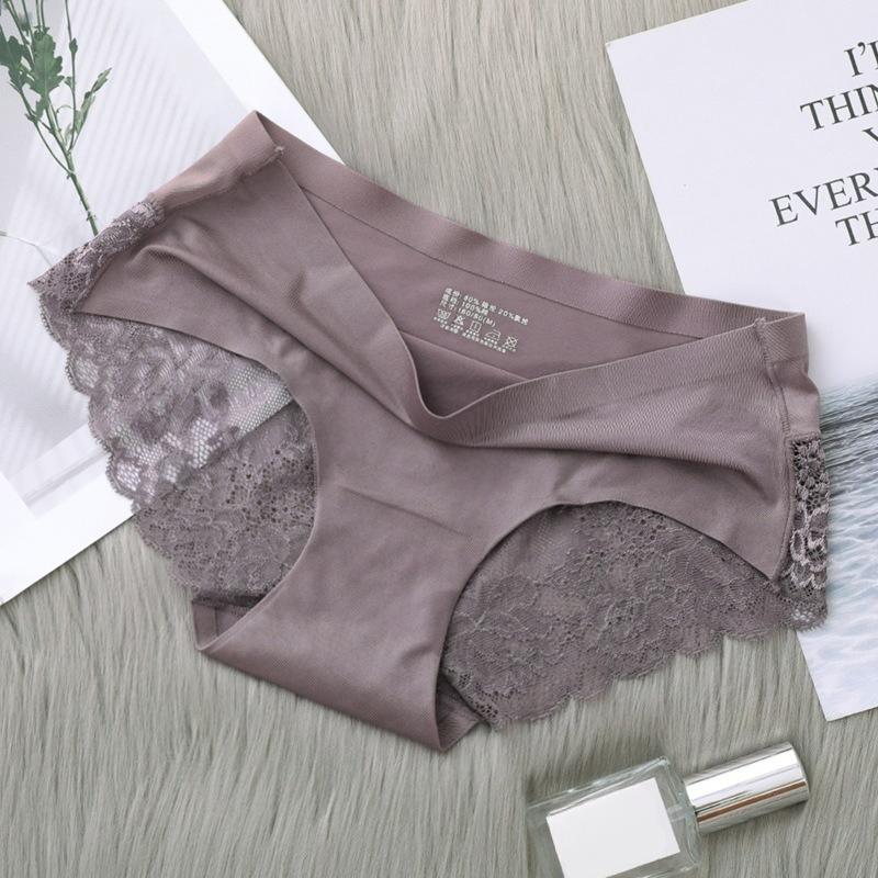 Damen Slips Exquisite Spitze Unterwäsche Seidensatin Sexy Nahtlos Mädchen Lingerie Damen Slips Übergröße Komfort Unterhosen