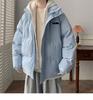 Men's Trendy American-Style Faux Two-Piece Down Coat - Winter Hooded Loose Fit for Cold Protection