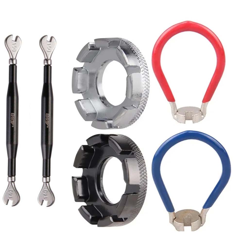 Set di Chiavi per Raggi per Mountain Bike 8 Misure in Acciaio Cromo-Molibdeno Kit di Attrezzi per Centratura Ruote per Riparazione Biciclette