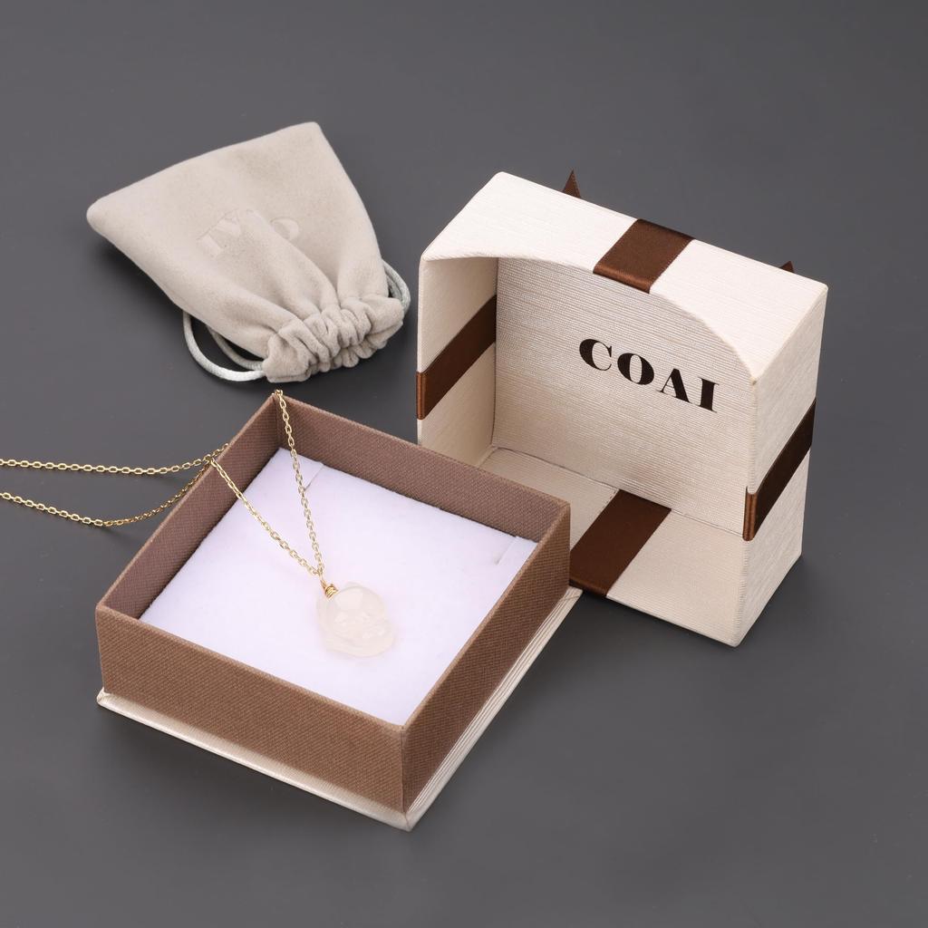 White Agate Fox Necklace for Protection from Evil [Koai] Women,