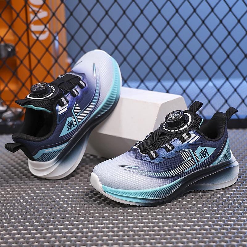 

Кроссовки для бега с двойной сеткой для мальчиков, дышащие, с вращающейся пряжкой, детская спортивная обувь, баскетбольная обувь для молодежи, студенческая обувь Jinjiang 31