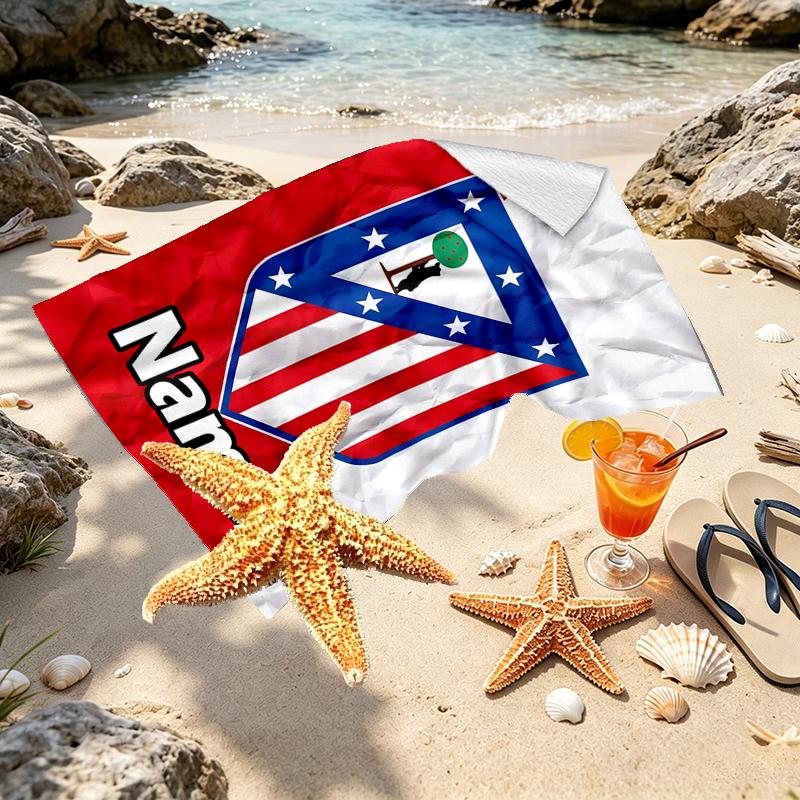 Custom Name Personalized Atletico Madrid Print Beach Towel, for Trip Camping Beach Party Home Decor, Birthday Gift for Family & Friends