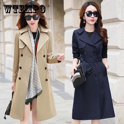 Polo Collar Slim Mid Length Womens Windbreaker for Spring and Autumn Lapel Trench Coat Comfort Thin Jacket Spring Autumn Ladies Windbreaker