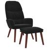 Black Velvet Relaxation Armchair with Footstool