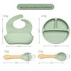 Children's Silicone Cutlery & Dinner Set: Bib, Spoon, Fork, Smiley Plate, and Bowl