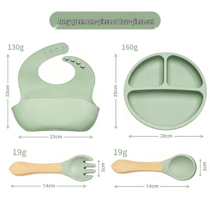 Children's Silicone Cutlery & Dinner Set: Bib, Spoon, Fork, Smiley Plate, and Bowl