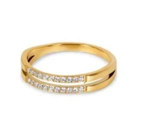 Anello Minimalista in Acciaio Inossidabile a Forma di Cuore Amore Vuoto per Donne Anelli con Zirconi Intarsiati Colore Oro Impermeabile Gioielli Moda Romantica