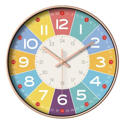 12-Inch Round Wall Clock Cartoon Dinosaur Astronaut Planet Non Ticking Silent Battery Operated Living Room Bedroom Indoor Digital Analog Clock