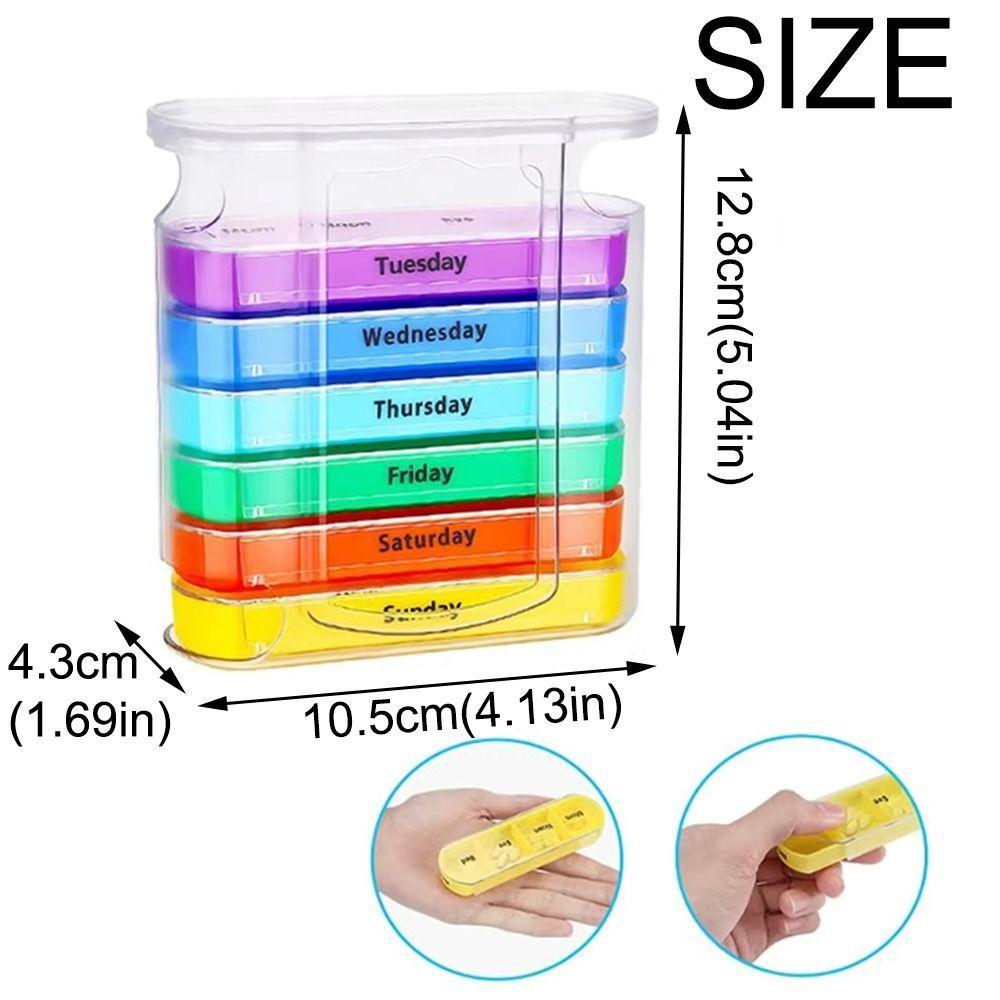 7 Days Pill Dispenser Box Portable Colorful Sealed Pill Case Stackable Moisture Proof Medicine Storage Containers Healthcare