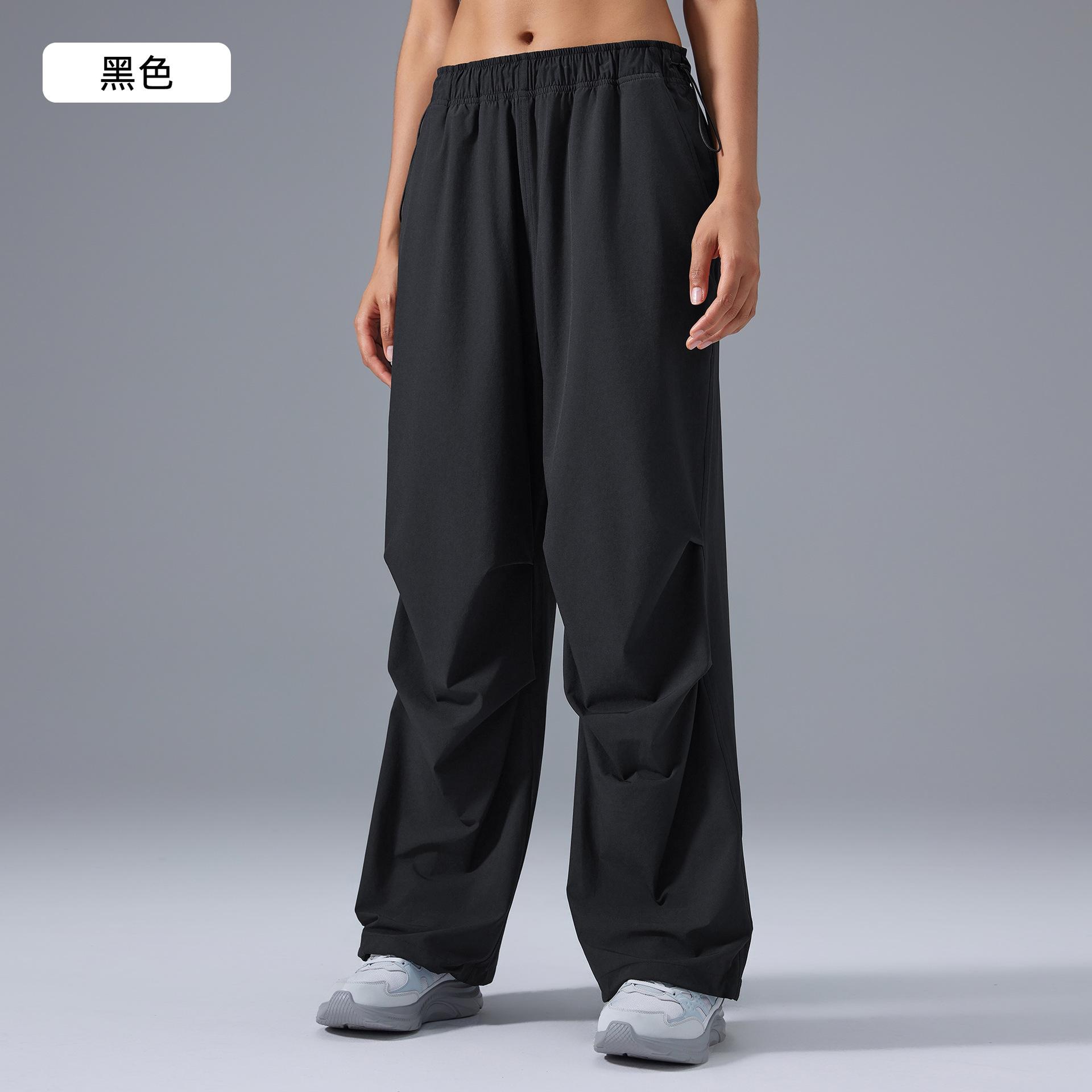 

Свободные парашютные комбинезоны женские штаны спортивные на кулиске на щиколотке легкие и дышащие быстросохнущие уличные фитнес-штаны 12 чёрный