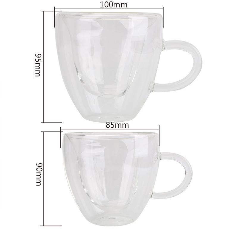 240ML Herzförmige Glasbecher Liebestassen Doppelwandiges Glas Hitzebeständige Tee-Bierkrüge Milchkaffeetasse Geschenk Trinkgeschirr