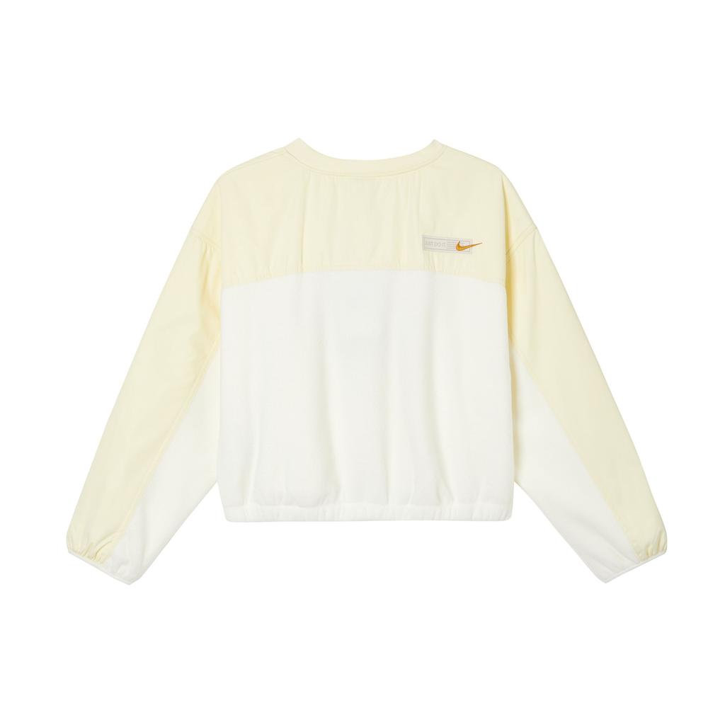 Nike Color Block Casual Crew Neck Pullover Sweatshirt Women Tops White FB8685-133